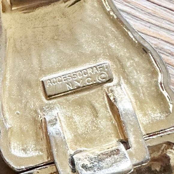 Vintage Accessocraft NYC Stretch Belt Small Ornate Etruscan Gold Tone Double - Picture 4 of 11